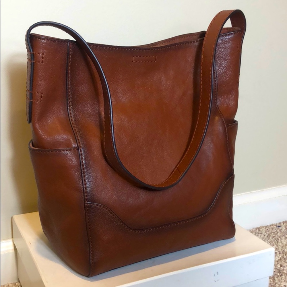 Frye side pocket hobo brown leather shoulder bag